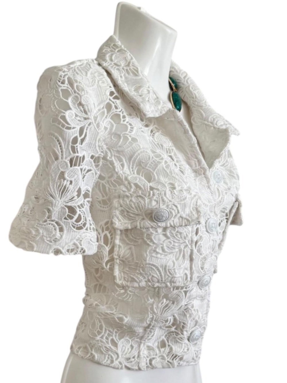 White House Black Market White Lace Jacket Size Small - Picture 2 of 8